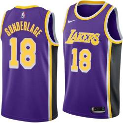 Purple Don Sunderlage Twill Basketball Jersey -Lakers #18 Sunderlage Twill Jerseys, FREE SHIPPING