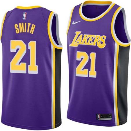 Purple Bobby Smith Twill Basketball Jersey -Lakers #21 Smith Twill Jerseys, FREE SHIPPING