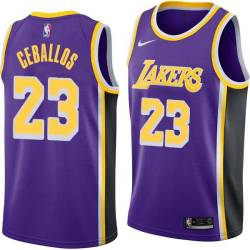 Purple Cedric Ceballos Twill Basketball Jersey -Lakers #23 Ceballos Twill Jerseys, FREE SHIPPING