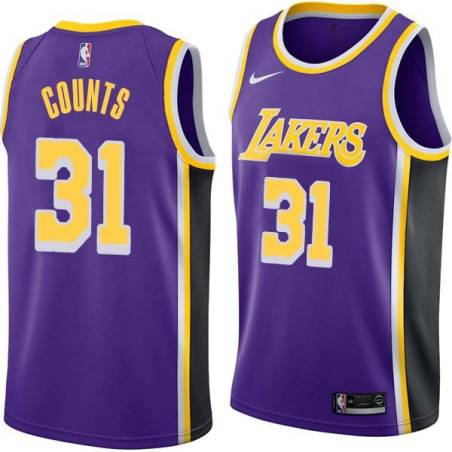 Purple Mel Counts Twill Basketball Jersey -Lakers #31 Counts Twill Jerseys, FREE SHIPPING