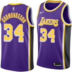 Purple Petur Gudmundsson Twill Basketball Jersey -Lakers #34 Gudmundsson Twill Jerseys, FREE SHIPPING