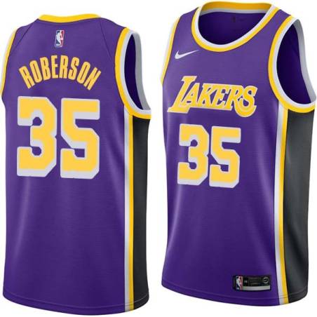 Purple Rick Roberson Twill Basketball Jersey -Lakers #35 Roberson Twill Jerseys, FREE SHIPPING