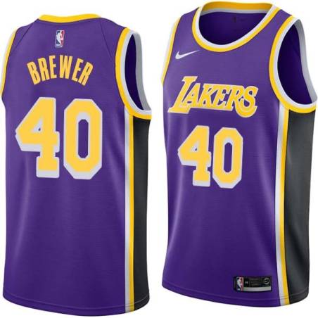 Purple Jim Brewer Twill Basketball Jersey -Lakers #40 Brewer Twill Jerseys, FREE SHIPPING