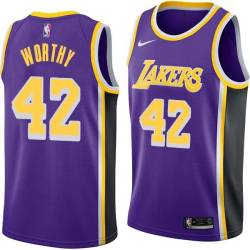 Purple James Worthy Twill Basketball Jersey -Lakers #42 Worthy Twill Jerseys, FREE SHIPPING