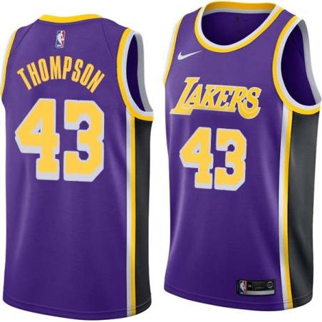 Purple Mychal Thompson Twill Basketball Jersey -Lakers #43 Thompson Twill Jerseys, FREE SHIPPING