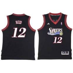 Black Throwback Jim Reid Twill Basketball Jersey -76ers #12 Reid Twill Jerseys, FREE SHIPPING