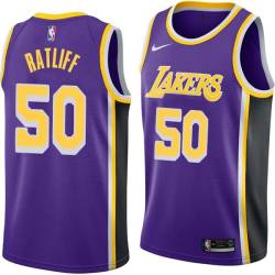 Purple Theo Ratliff Twill Basketball Jersey -Lakers #50 Ratliff Twill Jerseys, FREE SHIPPING