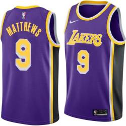 Purple Wesley Matthews Lakers #9 Twill Basketball Jersey FREE SHIPPING