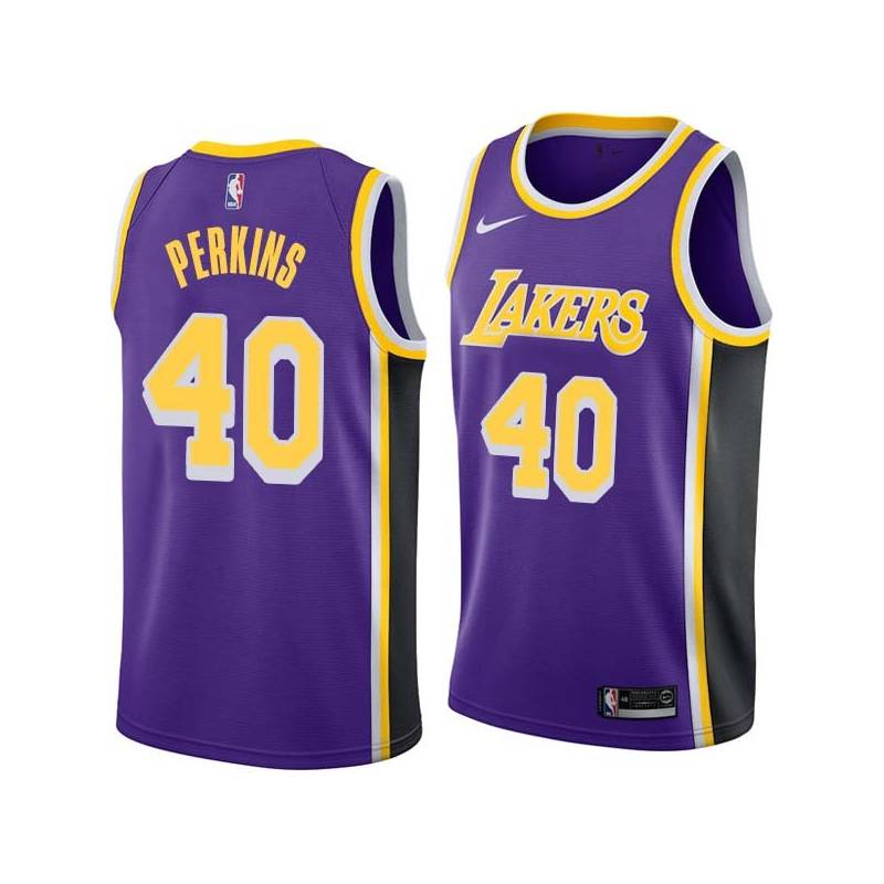 Purple Sam Perkins Lakers #40 Twill Basketball Jersey FREE SHIPPING