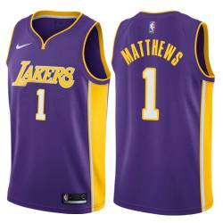 Purple2 Wes Matthews Twill Basketball Jersey -Lakers #1 Matthews Twill Jerseys, FREE SHIPPING