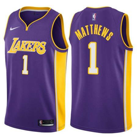 Purple2 Wes Matthews Twill Basketball Jersey -Lakers #1 Matthews Twill Jerseys, FREE SHIPPING