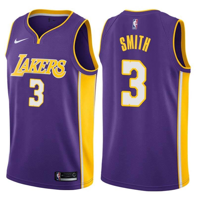 Purple2 Elmore Smith Twill Basketball Jersey -Lakers #3 Smith Twill Jerseys, FREE SHIPPING