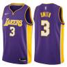 Purple2 Elmore Smith Twill Basketball Jersey -Lakers #3 Smith Twill Jerseys, FREE SHIPPING