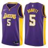 Purple2 Dick Barnett Twill Basketball Jersey -Lakers #5 Barnett Twill Jerseys, FREE SHIPPING