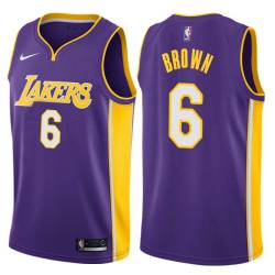 Purple2 Chucky Brown Twill Basketball Jersey -Lakers #6 Brown Twill Jerseys, FREE SHIPPING