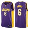 Purple2 Chucky Brown Twill Basketball Jersey -Lakers #6 Brown Twill Jerseys, FREE SHIPPING