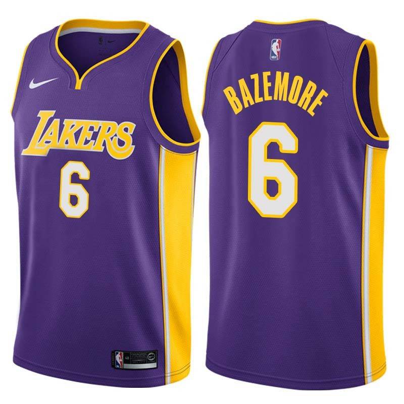 Purple2 Kent Bazemore Twill Basketball Jersey -Lakers #6 Bazemore Twill Jerseys, FREE SHIPPING