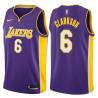 Purple2 Jordan Clarkson Twill Basketball Jersey -Lakers #6 Clarkson Twill Jerseys, FREE SHIPPING