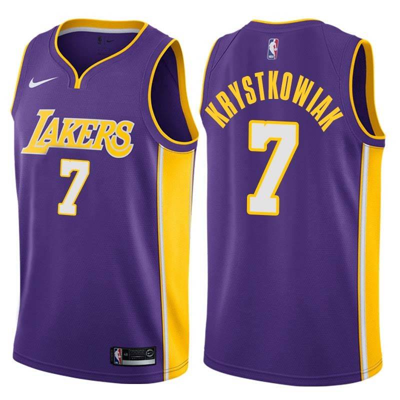 Purple2 Larry Krystkowiak Twill Basketball Jersey -Lakers #7 Krystkowiak Twill Jerseys, FREE SHIPPING
