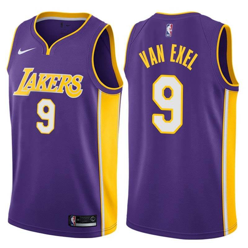 Purple2 Nick Van Exel Twill Basketball Jersey -Lakers #9 Van Exel Twill Jerseys, FREE SHIPPING