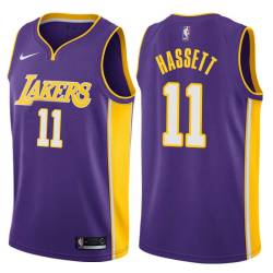 Purple2 Billy Hassett Twill Basketball Jersey -Lakers #11 Hassett Twill Jerseys, FREE SHIPPING