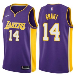 Purple2 Bud Grant Twill Basketball Jersey -Lakers #14 Grant Twill Jerseys, FREE SHIPPING