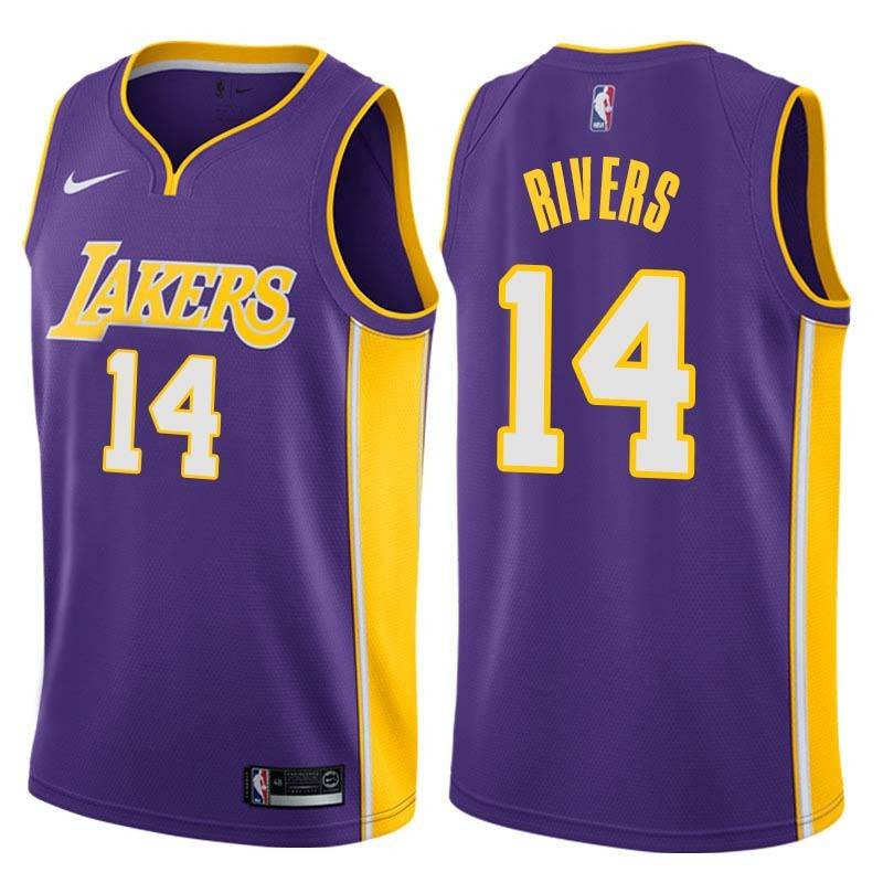 Purple2 David Rivers Twill Basketball Jersey -Lakers #14 Rivers Twill Jerseys, FREE SHIPPING