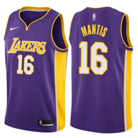 Purple2 Nick Mantis Twill Basketball Jersey -Lakers #16 Mantis Twill Jerseys, FREE SHIPPING