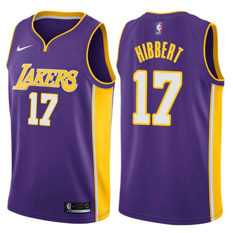 Purple2 Roy Hibbert Twill Basketball Jersey -Lakers #17 Hibbert Twill Jerseys, FREE SHIPPING