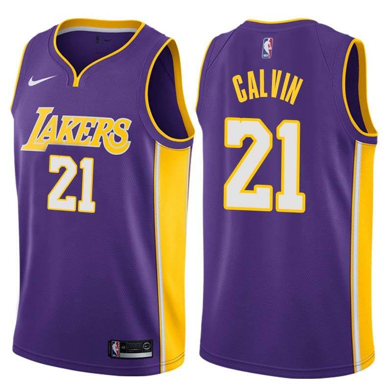 Purple2 Mack Calvin Twill Basketball Jersey -Lakers #21 Calvin Twill Jerseys, FREE SHIPPING