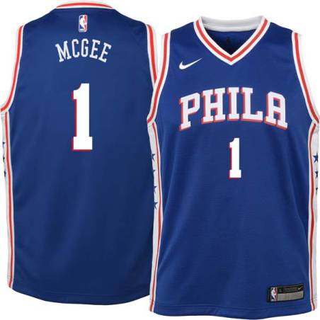 Blue JaVale McGee Twill Basketball Jersey -76ers #1 McGee Twill Jerseys, FREE SHIPPING