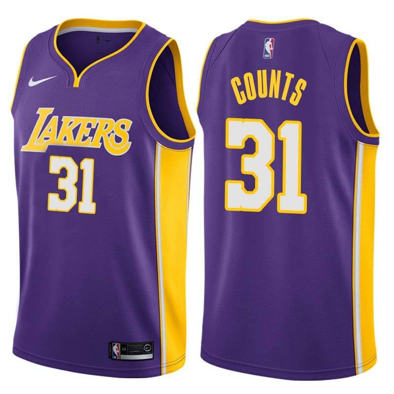 Purple2 Mel Counts Twill Basketball Jersey -Lakers #31 Counts Twill Jerseys, FREE SHIPPING