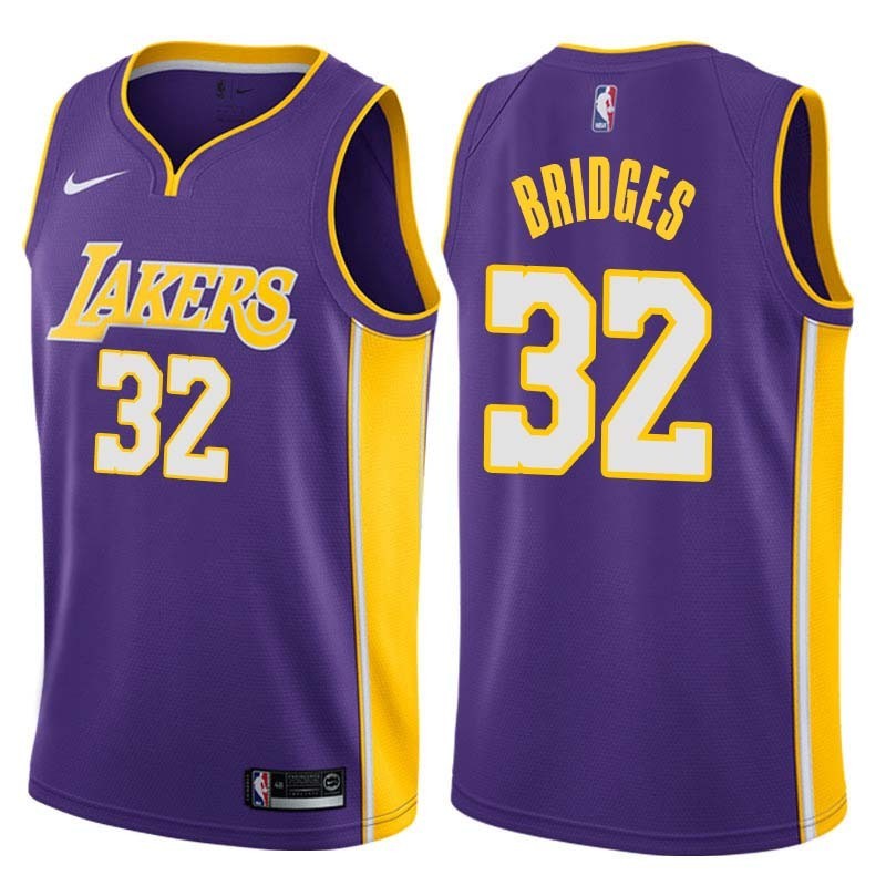 Purple2 Bill Bridges Twill Basketball Jersey -Lakers #32 Bridges Twill Jerseys, FREE SHIPPING