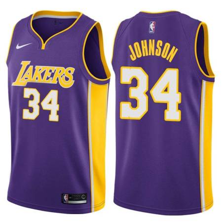 Purple2 Clay Johnson Twill Basketball Jersey -Lakers #34 Johnson Twill Jerseys, FREE SHIPPING