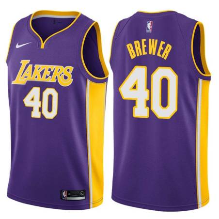 Purple2 Jim Brewer Twill Basketball Jersey -Lakers #40 Brewer Twill Jerseys, FREE SHIPPING