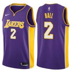 Purple2 Los Angeles #2 Lonzo Ball 2017 Draft Twill Basketball Jersey, Ball Lakers Twill Jersey