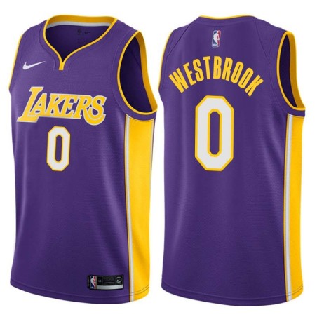 Purple2 Russell Westbrook Lakers #0 Twill Basketball Jersey FREE SHIPPING