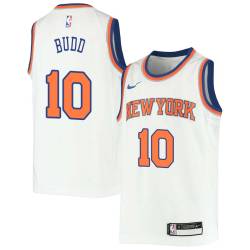 White Dave Budd Twill Basketball Jersey -Knicks #10 Budd Twill Jerseys, FREE SHIPPING