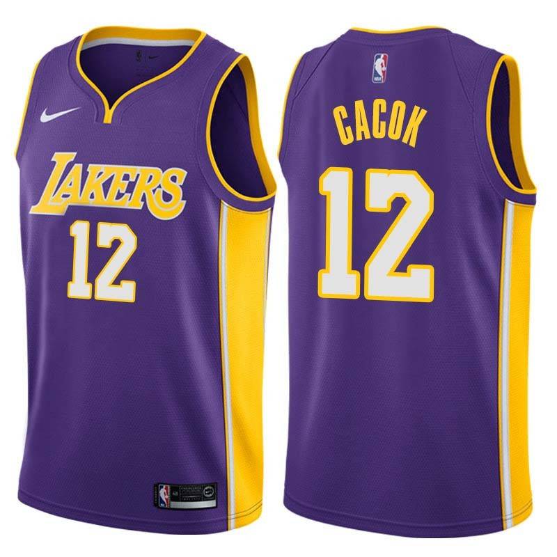 Purple2 Devontae Cacok Lakers #12 Twill Basketball Jersey FREE SHIPPING