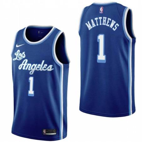 Royal Classic Wes Matthews Twill Basketball Jersey -Lakers #1 Matthews Twill Jerseys, FREE SHIPPING