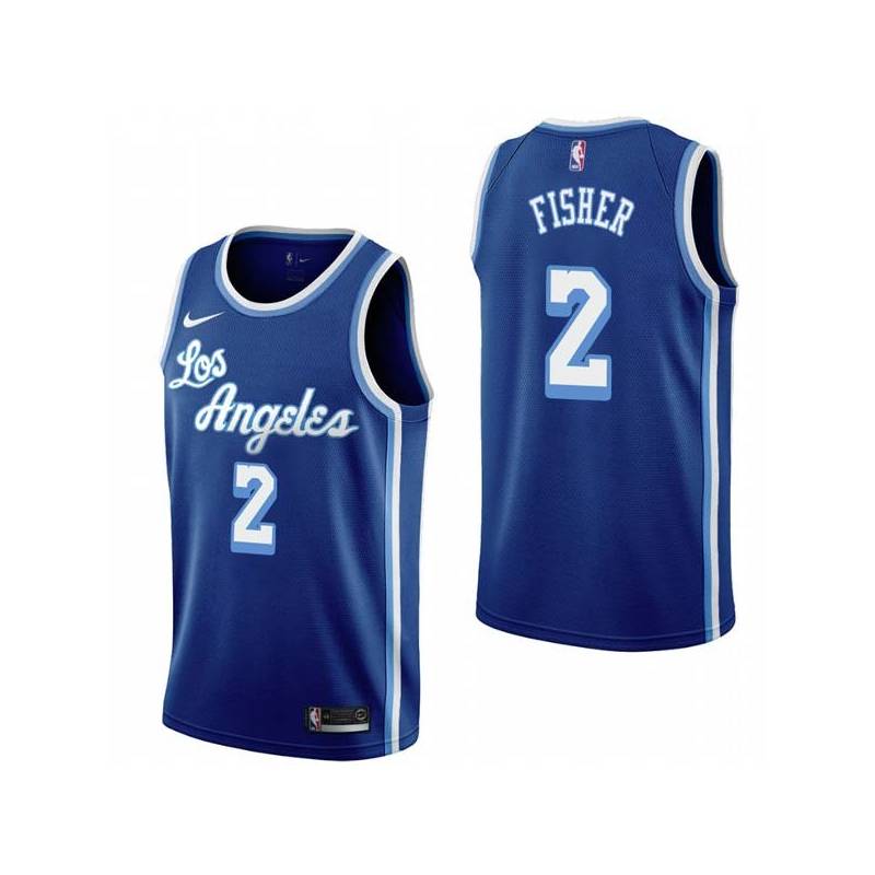 Royal Classic Derek Fisher Twill Basketball Jersey -Lakers #2 Fisher Twill Jerseys, FREE SHIPPING