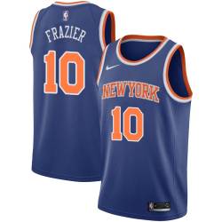 Blue Walt Frazier Twill Basketball Jersey -Knicks #10 Frazier Twill Jerseys, FREE SHIPPING