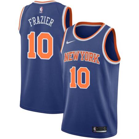 Blue Walt Frazier Twill Basketball Jersey -Knicks #10 Frazier Twill Jerseys, FREE SHIPPING