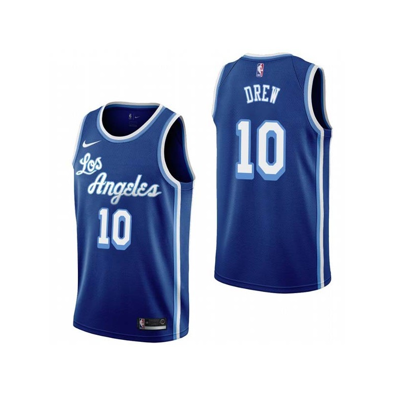 Royal Classic Larry Drew Twill Basketball Jersey -Lakers #10 Drew Twill Jerseys, FREE SHIPPING