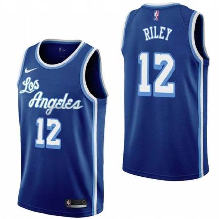 Royal Classic Pat Riley Twill Basketball Jersey -Lakers #12 Riley Twill Jerseys, FREE SHIPPING