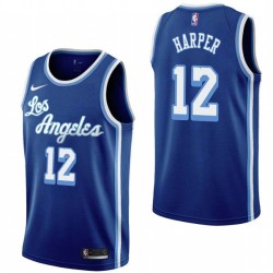 Royal Classic Derek Harper Twill Basketball Jersey -Lakers #12 Harper Twill Jerseys, FREE SHIPPING