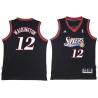 Black Throwback Jim Washington Twill Basketball Jersey -76ers #12 Washington Twill Jerseys, FREE SHIPPING