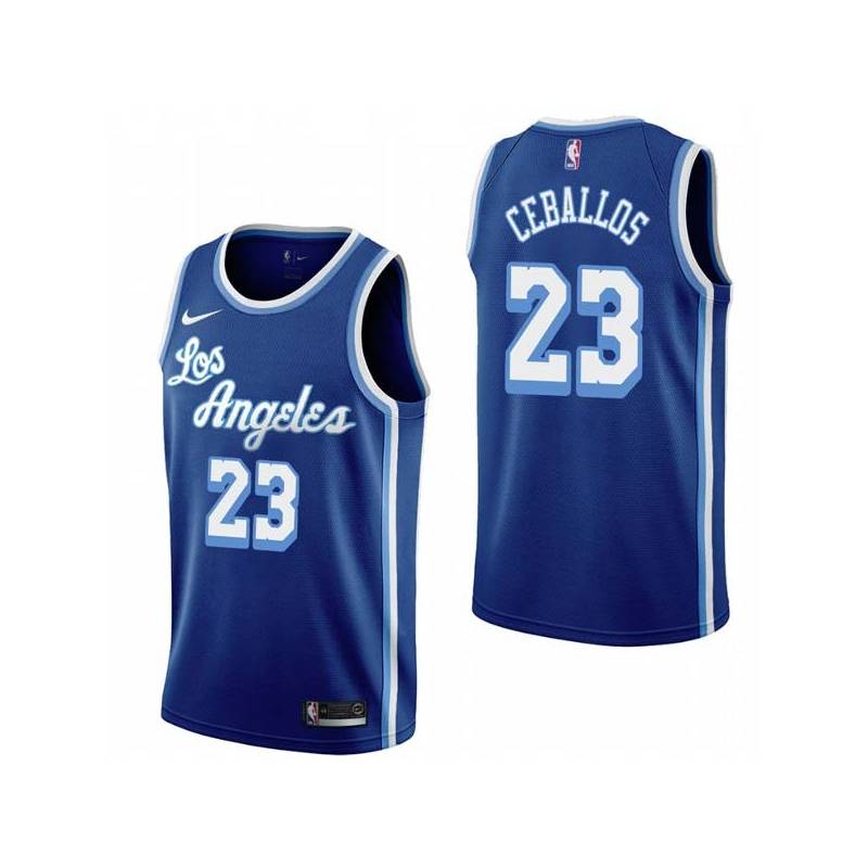 Royal Classic Cedric Ceballos Twill Basketball Jersey -Lakers #23 Ceballos Twill Jerseys, FREE SHIPPING