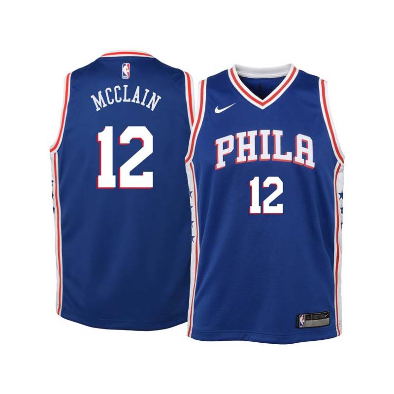 Blue Ted McClain Twill Basketball Jersey -76ers #12 McClain Twill Jerseys, FREE SHIPPING