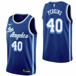 Royal Classic Sam Perkins Lakers #40 Twill Basketball Jersey FREE SHIPPING